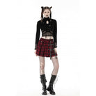 Darkinlove Women's Punk Cutout Mesh Splice Crop Top