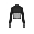 Darkinlove Women's Punk Cutout Mesh Splice Crop Top