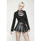 Darkinlove Women's Punk Cutout Plunging Shirt
