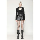 Darkinlove Women's Punk Cutout Plunging Shirt
