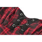Darkinlove Women's Punk Cutout Turn-down Collar Plaid Short Sleeve Dress