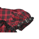 Darkinlove Women's Punk Cutout Turn-down Collar Plaid Short Sleeve Dress