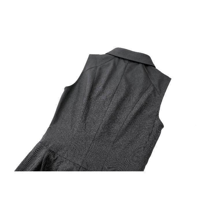 Darkinlove Women's Punk Cutout Turn-down Collar Zipper Irregular Hem Dress