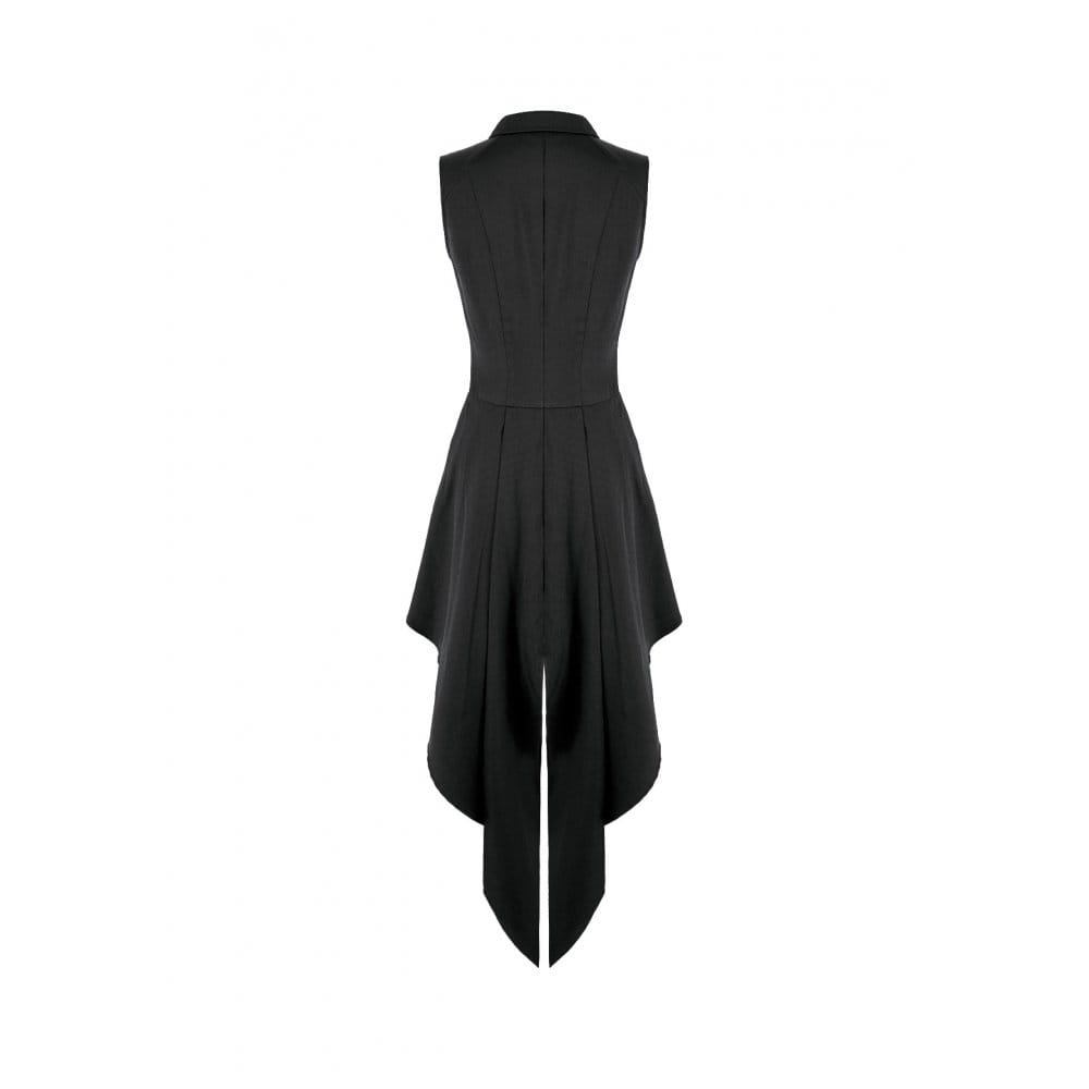 Darkinlove Women's Punk Cutout Turn-down Collar Zipper Irregular Hem Dress