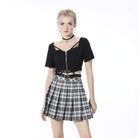 Darkinlove Women's Punk Cutout Zipped Black Crop Top