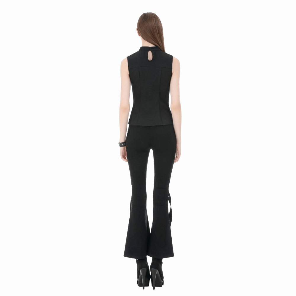 Darkinlove Women's Punk D-rings Buckle Straps Cutout Tank Top