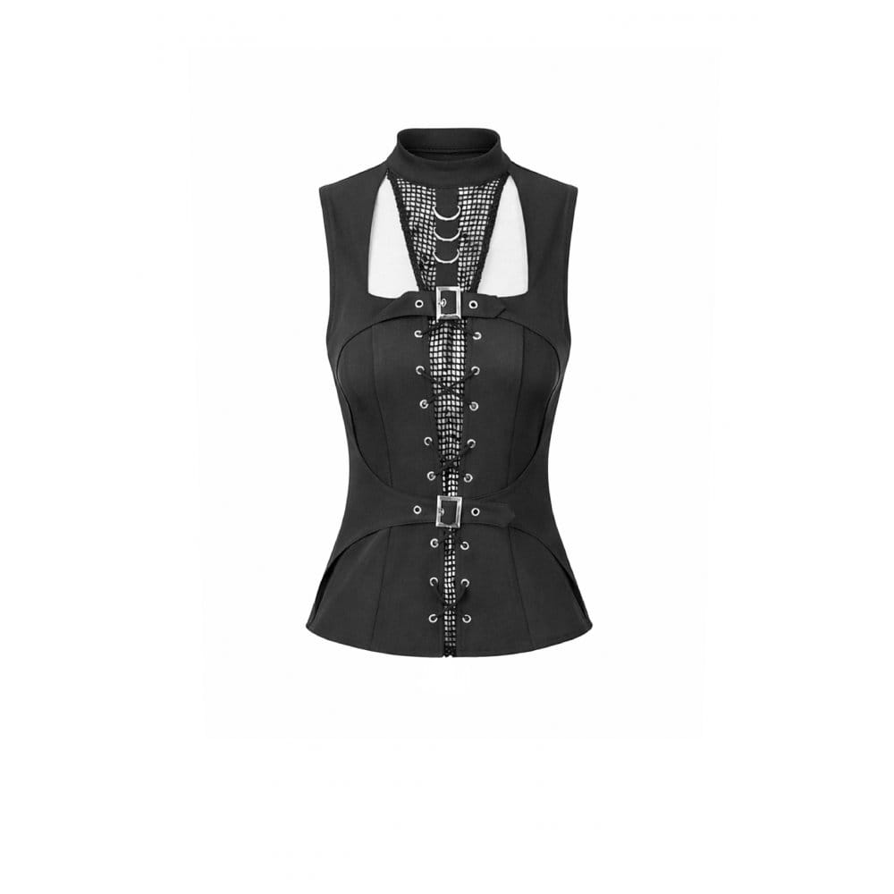 Darkinlove Women's Punk D-rings Buckle Straps Cutout Tank Top