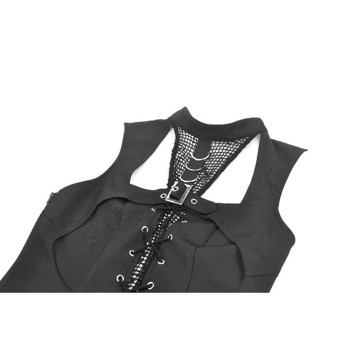 Darkinlove Women's Punk D-rings Buckle Straps Cutout Tank Top