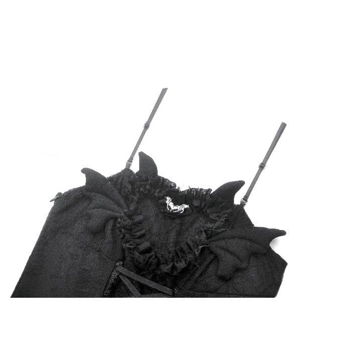 Darkinlove Naisten Punk Dark Demon Nyöritettävä Pliseerattu Alusmekko
