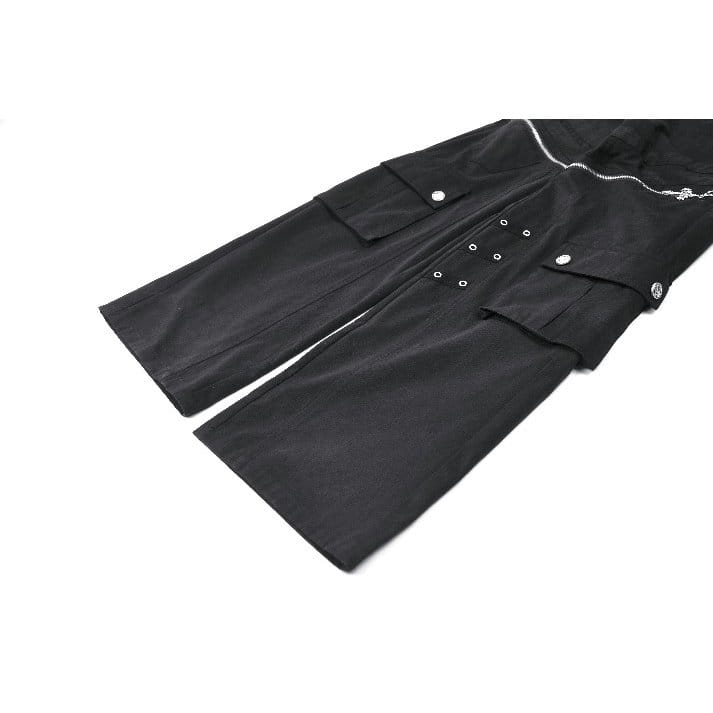Darkinlove Women's Punk Eyelet Big Pocket Zipper Pants