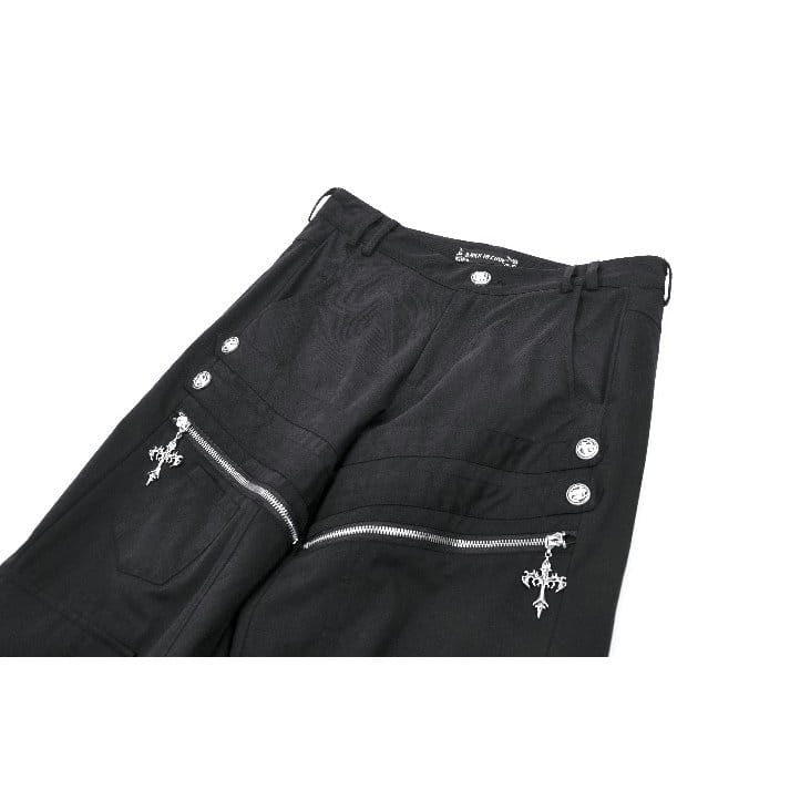 Darkinlove Women's Punk Eyelet Big Pocket Zipper Pants