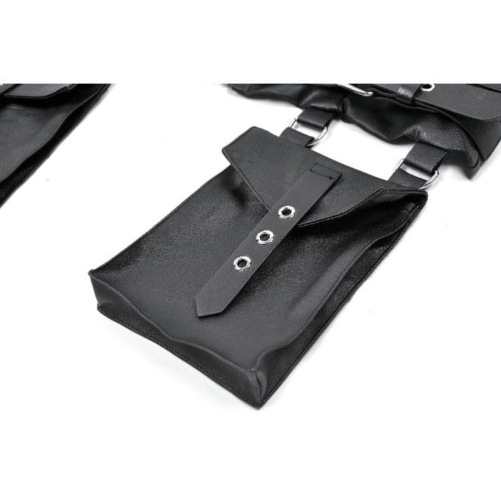 Darkinlove Women's Punk Eyelet Buckle Strap Zipper Belt with Pouches