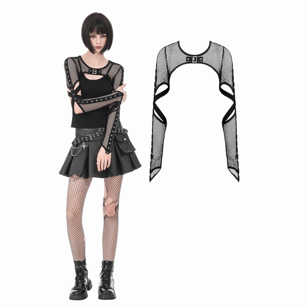 Mantella da donna in rete con occhielli in stile punk di Darkinlove