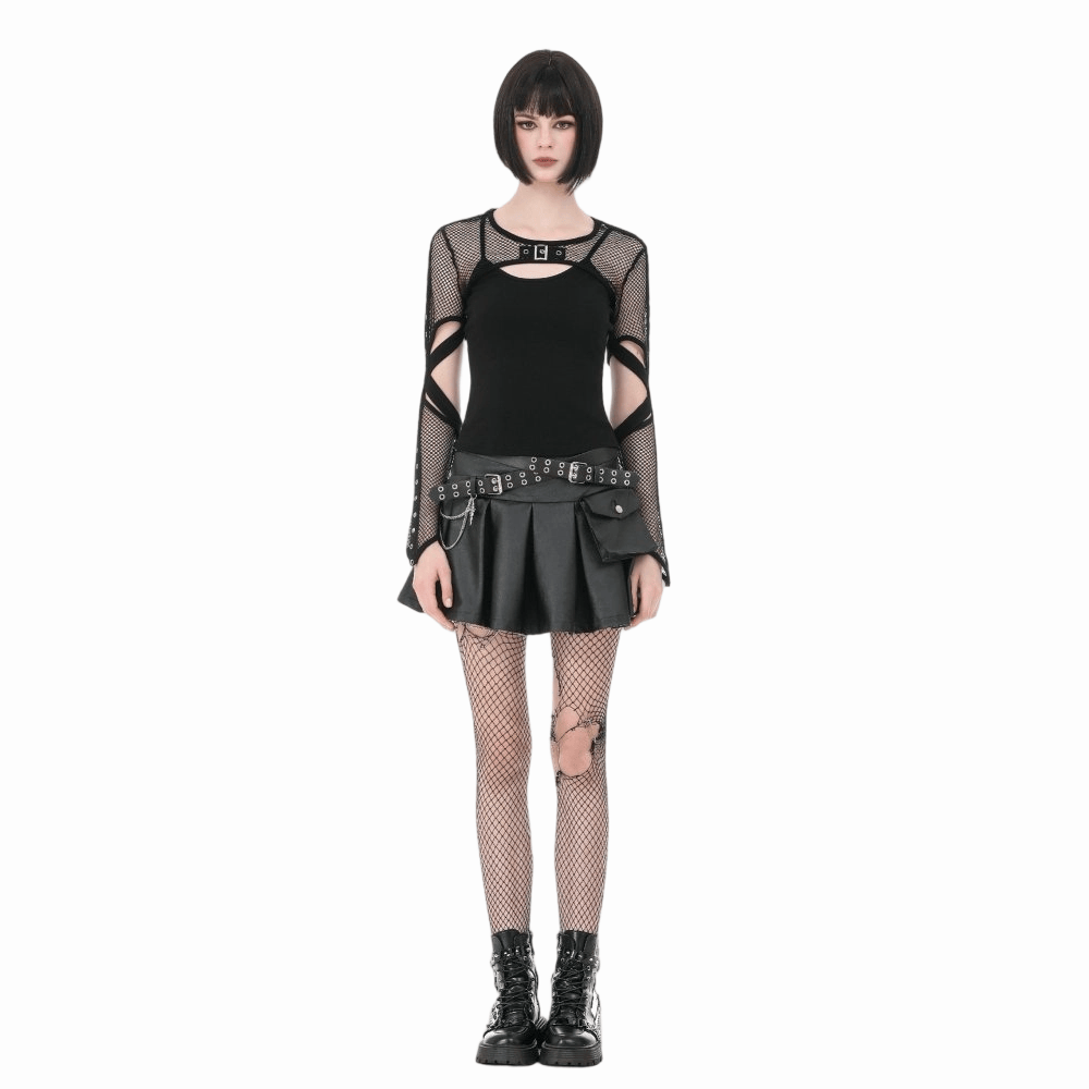 Mantella da donna in rete con occhielli in stile punk di Darkinlove