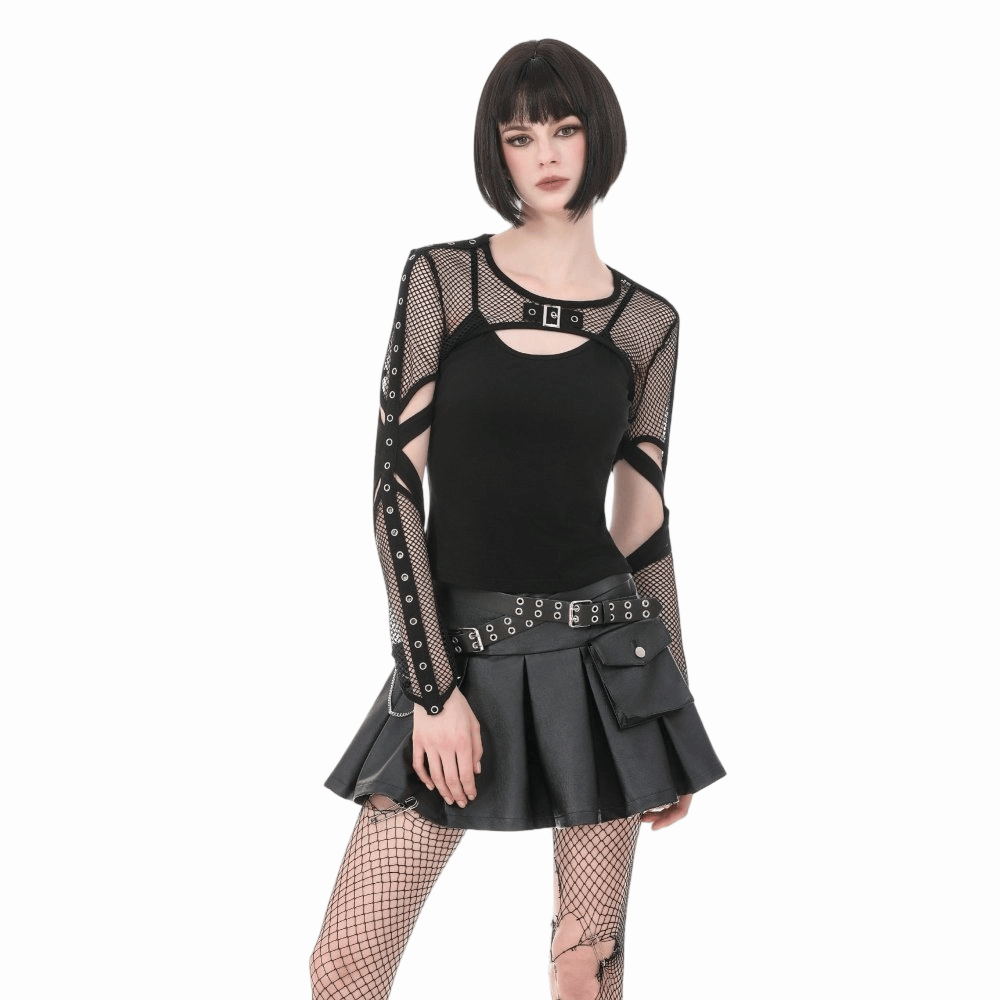 Mantella da donna in rete con occhielli in stile punk di Darkinlove