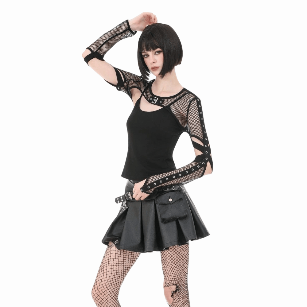 Mantella da donna in rete con occhielli in stile punk di Darkinlove