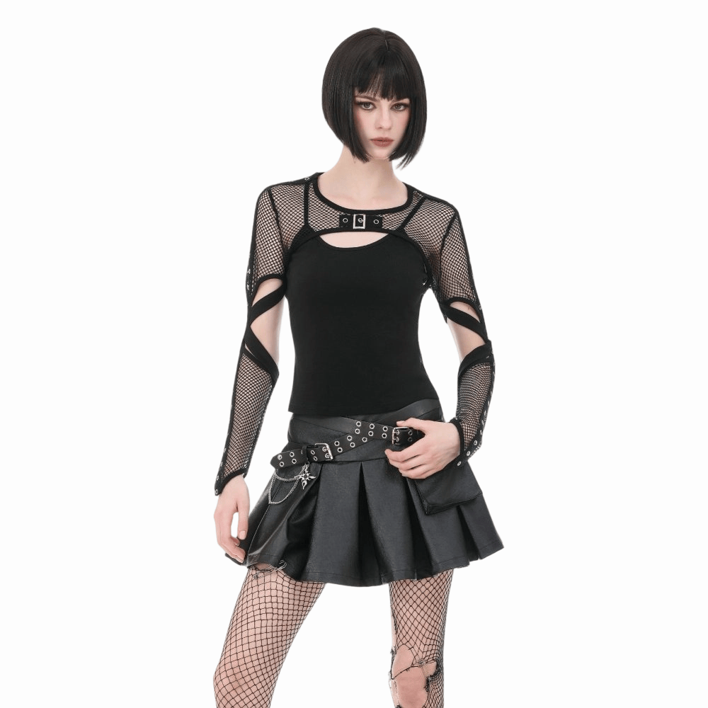 Mantella da donna in rete con occhielli in stile punk di Darkinlove