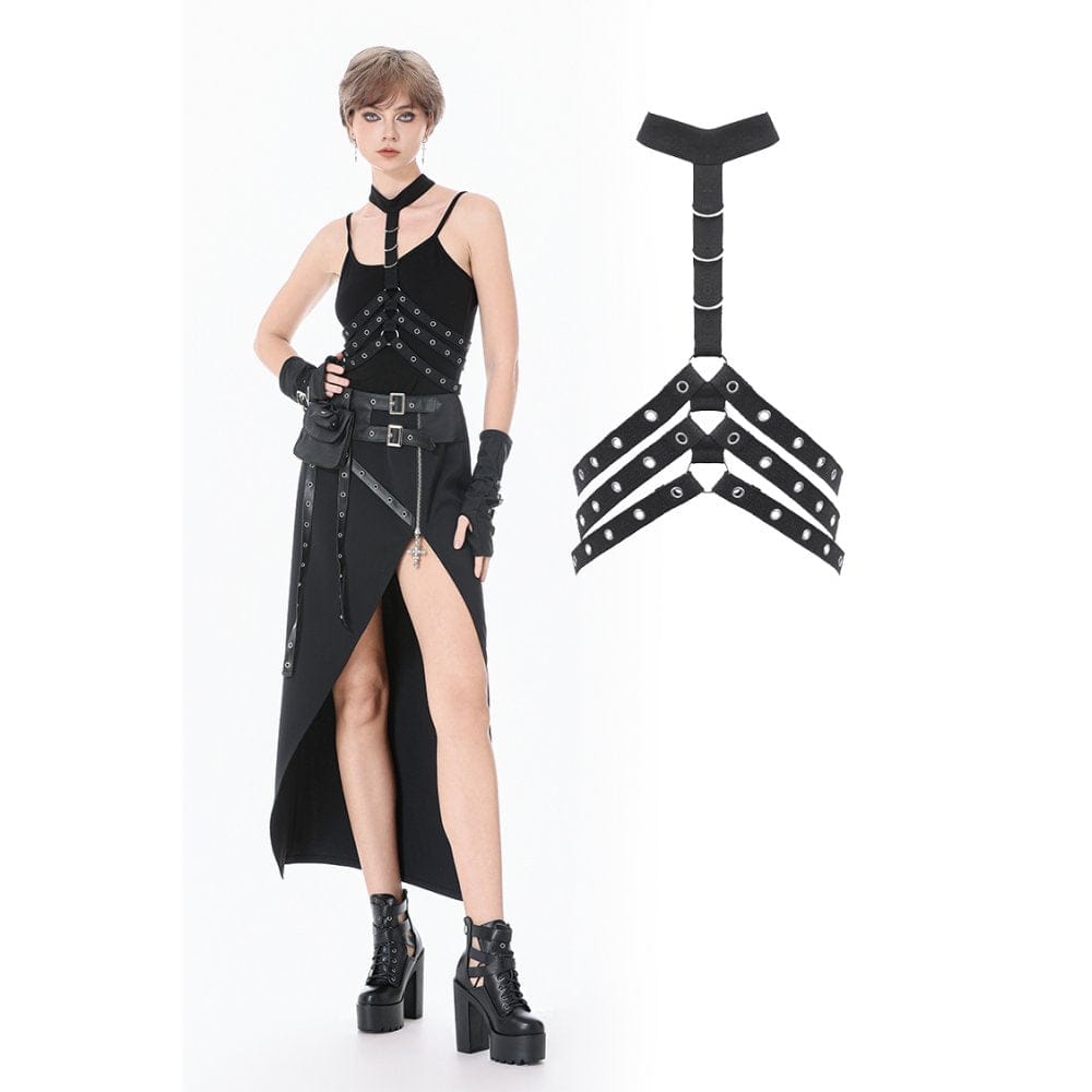 Darkinlove Women's Punk Eyelet D-ring Body Harness