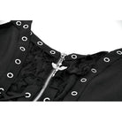 Darkinlove Women's Punk Eyelet Distressed Lace-up Zip Tank Top