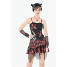 Darkinlove Women's Punk Eyelet Plaid Cross Bustier