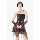 Darkinlove Women's Punk Eyelet Plaid Cross Bustier