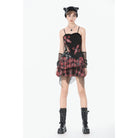 Darkinlove Women's Punk Eyelet Plaid Cross Bustier