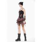 Darkinlove Women's Punk Eyelet Plaid Cross Bustier