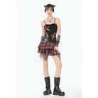 Darkinlove Women's Punk Eyelet Plaid Cross Bustier