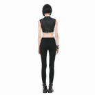 Darkinlove Women's Punk Eyelet Rivet Cutout Zipper Crop Top