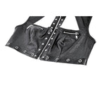 Darkinlove Women's Punk Eyelet Rivet Cutout Zipper Crop Top