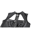Darkinlove Women's Punk Eyelet Rivet Cutout Zipper Crop Top