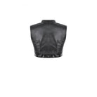Darkinlove Women's Punk Eyelet Rivet Cutout Zipper Crop Top