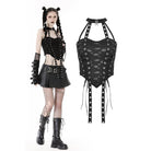 Darkinlove Women's Punk Eyelet Strap Ripped Tank Top