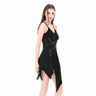 Darkinlove Women's Punk Eyelet Straps Irregular Hem Slip Dress