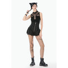 Darkinlove Women's Punk Eyelet Zip Balloon Shorts