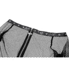 Darkinlove Women's Punk Eyelet Zipper Off-Shoulder Fishnet Top