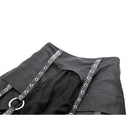 Darkinlove Women's Punk Faux Leather Straps Multilayered High/low Mesh Skirt