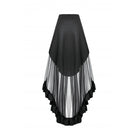 Darkinlove Women's Punk Faux Leather Straps Multilayered High/low Mesh Skirt