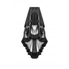 Darkinlove Women's Punk Faux Leather Straps Multilayered High/low Mesh Skirt