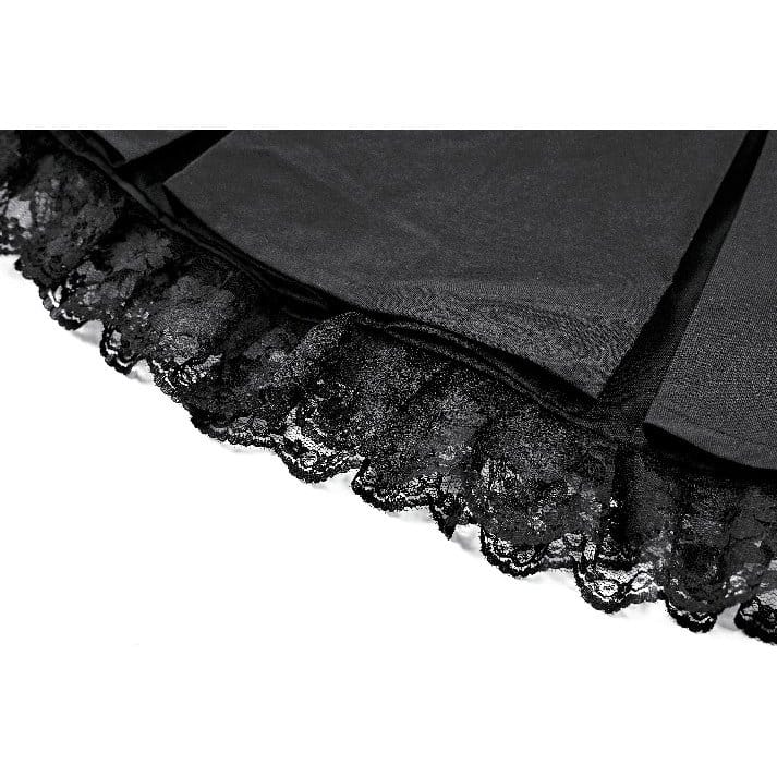 Darkinlove Women's Punk Floral Lace Patchwork Cross Zipper Mini Skirt