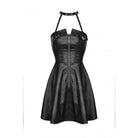 Darkinlove Women's Punk Front Zip Halterneck Faux Leather Dress