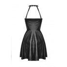 Darkinlove Women's Punk Front Zip Halterneck Faux Leather Dress