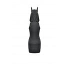 Darkinlove Women's Punk Front Zip Striped Dress with Hood