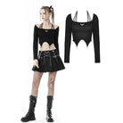 Darkinlove Women's Punk Halterneck Long Sleeved Crop Top
