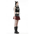 Darkinlove Women's Punk High-waisted Buckle Plaid Skirt