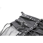 Darkinlove Women's Punk High-waisted Faux Leather Straps Sheer Mesh Maxi Skirt