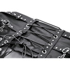 Darkinlove Women's Punk High-waisted Faux Leather Straps Sheer Mesh Maxi Skirt