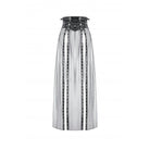 Darkinlove Women's Punk High-waisted Faux Leather Straps Sheer Mesh Maxi Skirt