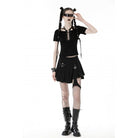 Darkinlove Women's Punk Irregular Buckle Pleated Bustier