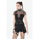 Darkinlove Women's Punk Irregular Cross Chain Mesh Top